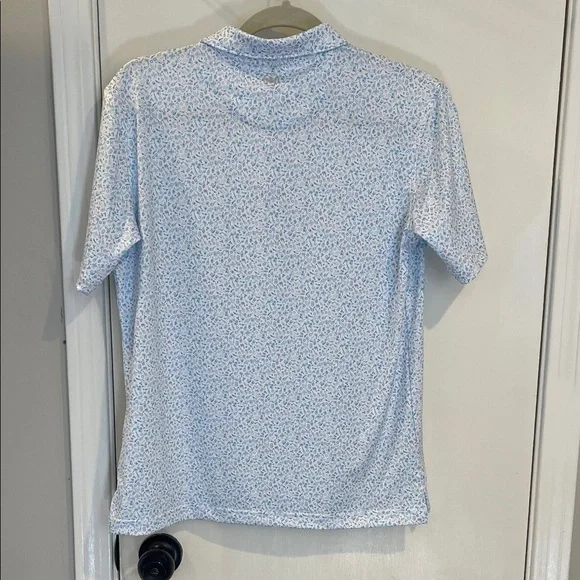 NWT Youth Peter Millar Blue and White Patterned Polo Shirt - Picture 5 of 7